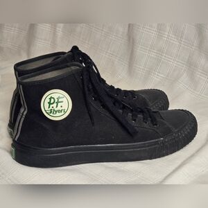 PF Flyers Sandlot Center Hi Mens Size 10.5 Black Canvas High Top Sneakers Shoes